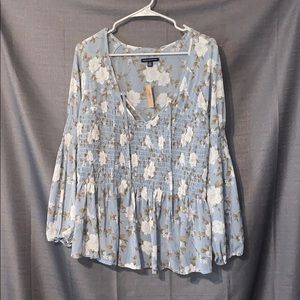 Floral Light Blue Blouse